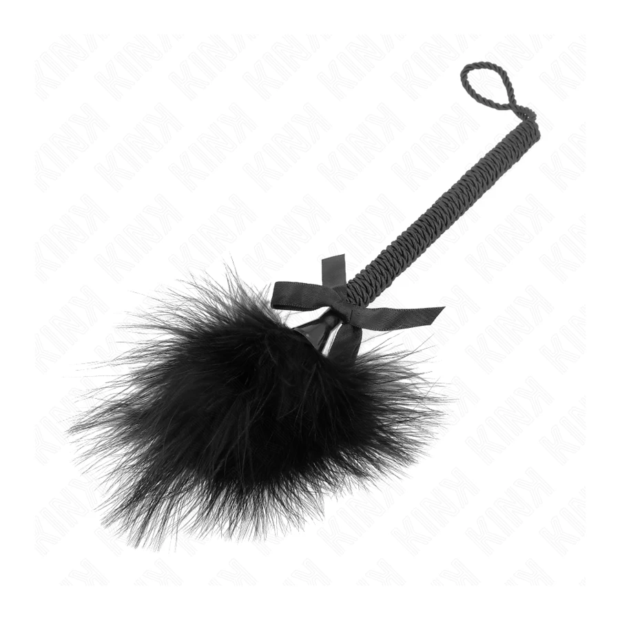 KINK - NYLONSEILSTAB MIT KITZELFEDERN UND SCHWARZER SCHLEIFE 25 CM